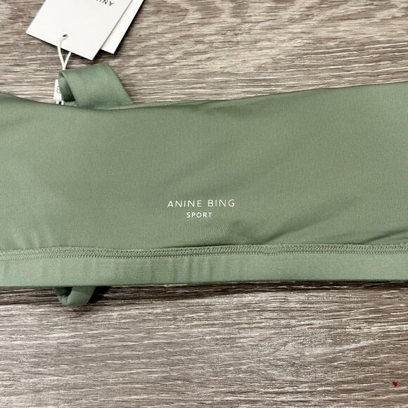Anine Bing Sport NWT Sage Green Jules Asymmetrical One-Shoulder Sports Bra Chic - Picture 7 of 12